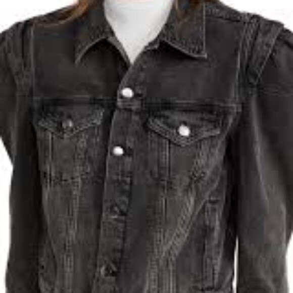 Frame NWT Rosette Sleeve Denim Jacket Ozone Size Medium - Picture 3 of 3